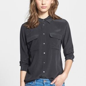 Equipment Black Signature Silk Blouse Button Down